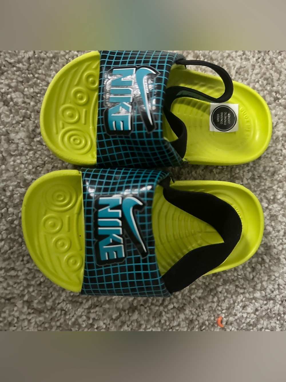 Nike Kids' Neon Yellow & Teal Slide Sandals